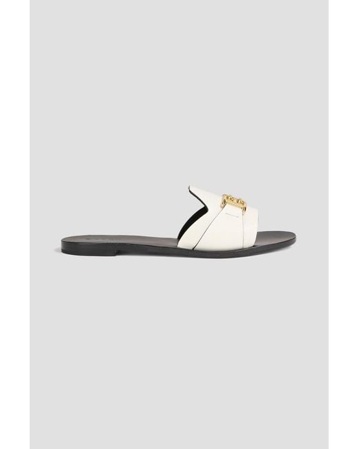 Bally White Positano Embellished Leather Slides