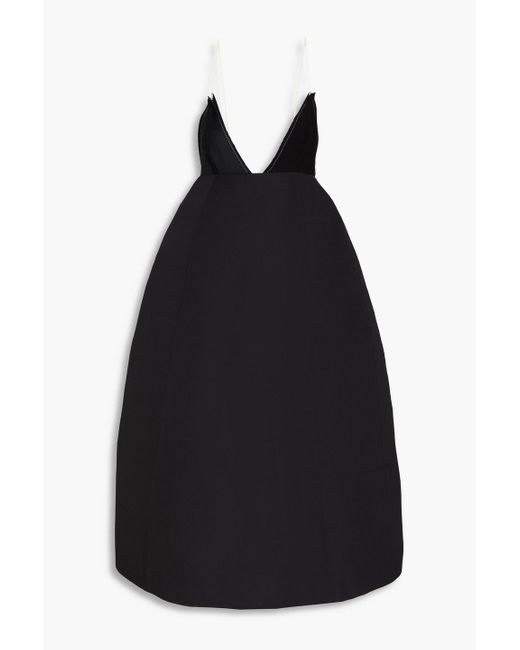 Khaite Black Oma Jersey-paneled Faille Midi Dress