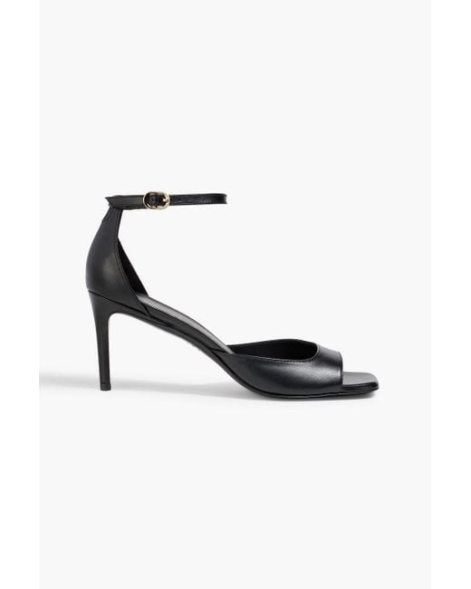 Stuart Weitzman Black 75 Leather Sandals