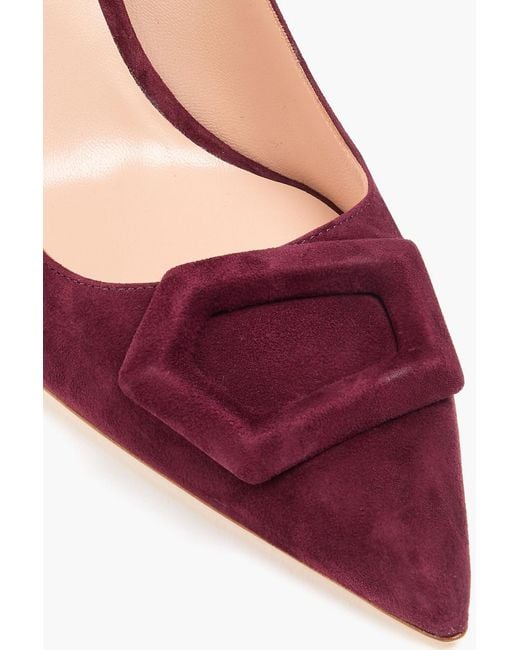 Rupert Sanderson Red Nada Embellished Suede Pumps