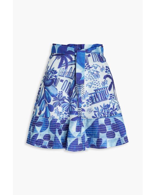 Farm Rio Blue Printed Cotton Shorts