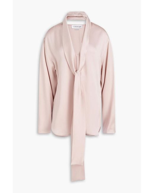 victoria beckham silk tie neck blouse