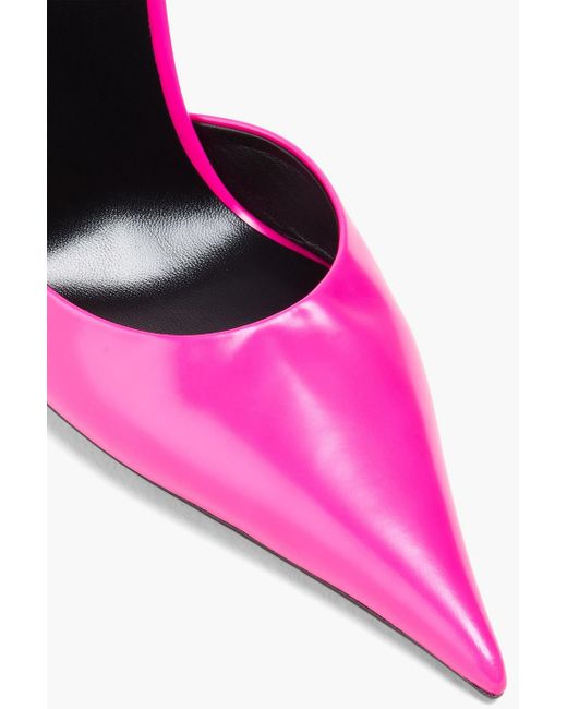 Versace Pink Pinpoint Spiked Neon Leather Pumps