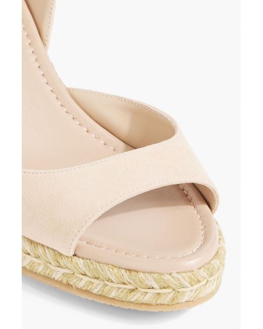 Stuart Weitzman Natural Tia Suede Espadrille Wedge Sandals