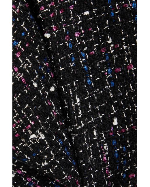 Sandro Black Cropped Metallic Cotton-blend Tweed Top