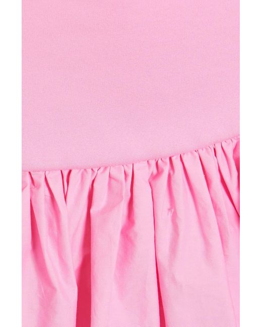 LoveShackFancy Pink Isley Ruffled Cotton-poplin And Stretch-jersey Mini Skirt