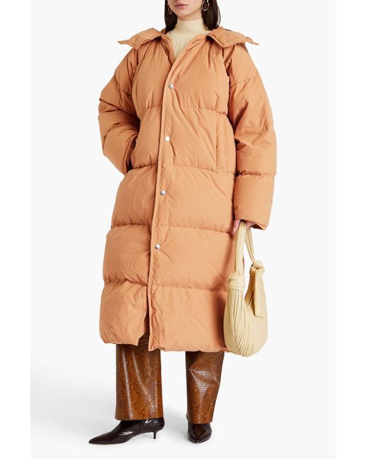 Nanushka Orange Quilted Shell Hooded Coat