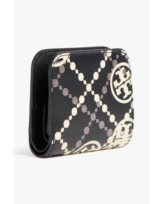 Tory Burch Black T monogram portemonnaie aus leder mit print