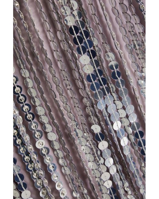 retroféte Metallic Fringed Embellished Georgette Mini Dress