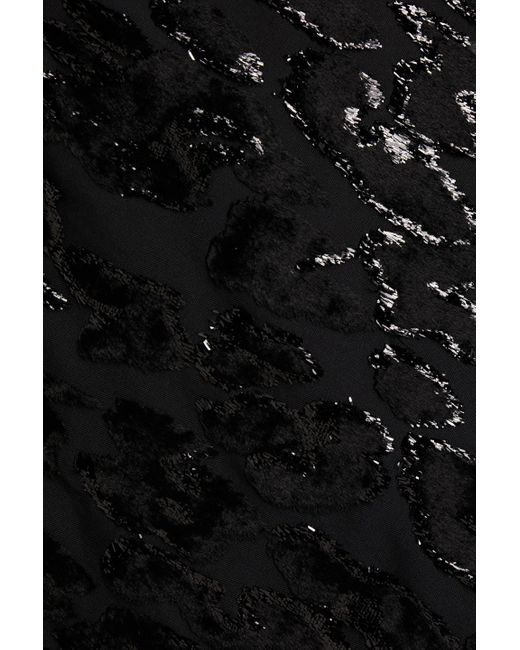 Rebecca Vallance Black Aspen Draped Metallic Devoré-velvet Midi Dress