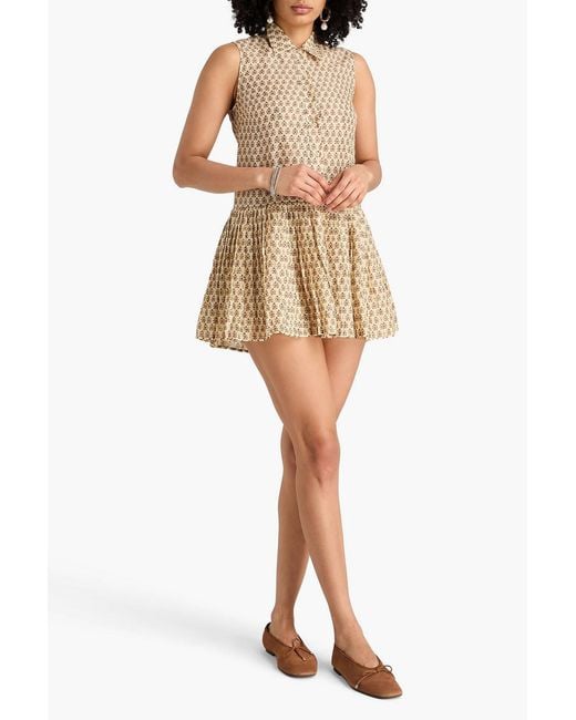Claudie Pierlot Natural Floral-Print Ramie Mini Shirt Dress