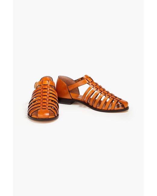 Tory Burch Orange Fisherman Leather Sandals