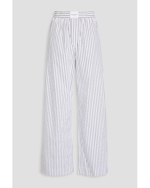 T By Alexander Wang White Boxer Striped Cotton-poplin Wide-leg Pants