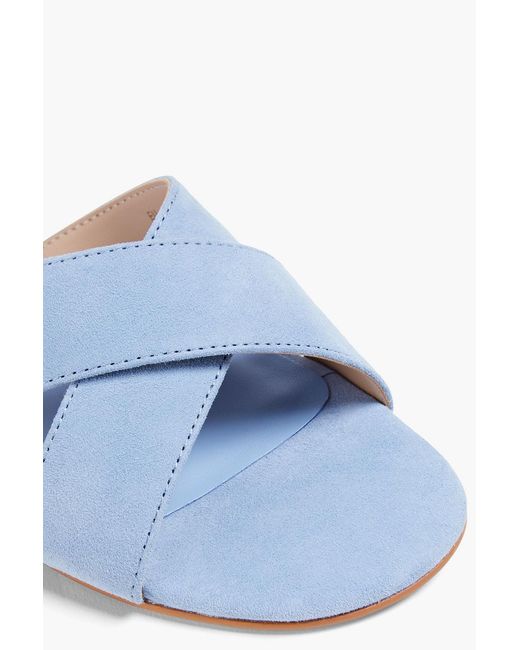 Stuart Weitzman Blue Roza Suede Sandals