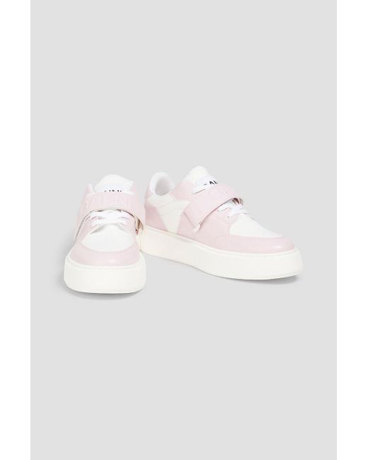 Ganni Pink Two-tone Faux Leather And Canvas Sneakers