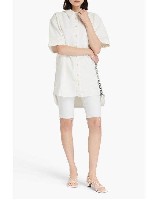 Loulou Studio White Santi Denim Mini Shirt Dress