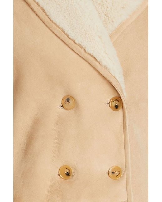 Sandro Natural Double-breasted Shearling Jacket