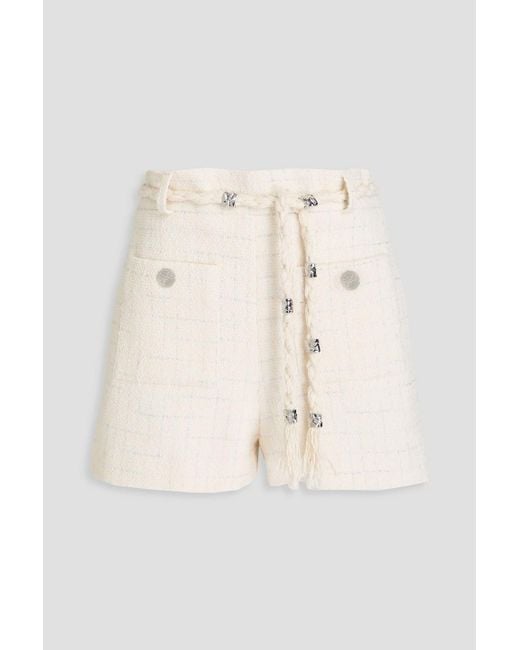 Maje Natural Metallic Checked Cotton-Blend Tweed Shorts