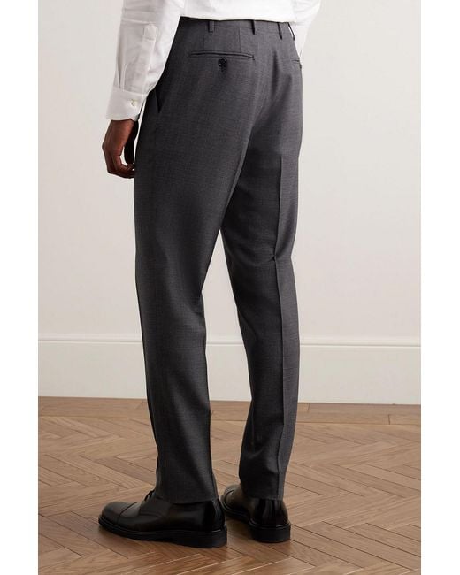 Canali Gray Slim-Fit Prince Of Wales Checked Super 160S Wool Suit Pants for men