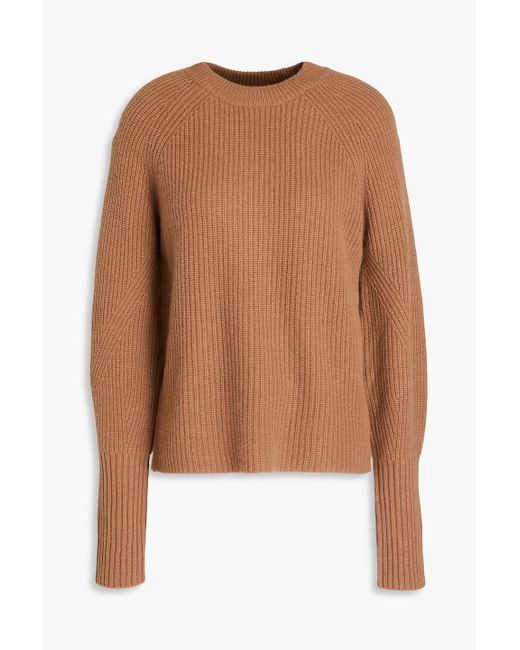 Veronica Beard Brown Angela Ribbed Wool And Cashmere-blend Sweater
