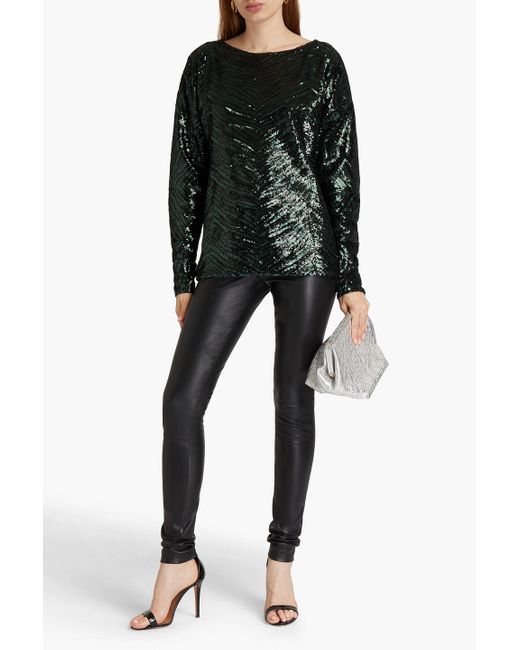 Alexandre Vauthier Black Tiger-print Sequined Tulle Top