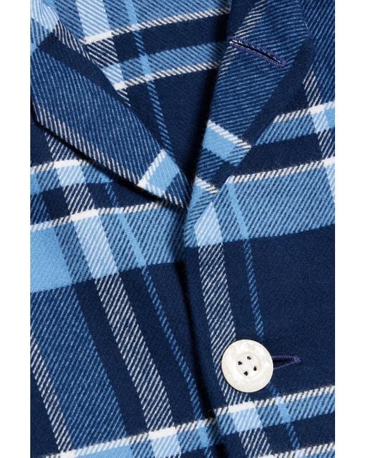 Derek Rose Blue Kelburn Checked Cotton-flannel Pajama Set for men