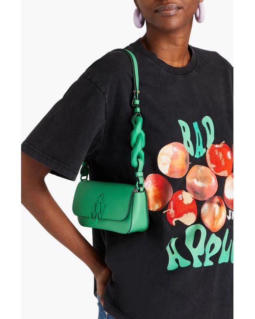 J.W. Anderson Green Chain Anchor Embellished Leather Shoulder Bag