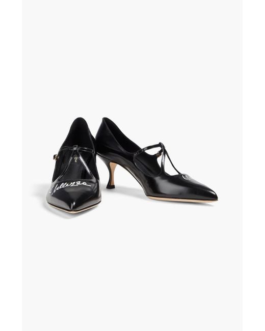 Dolce & Gabbana Black Printed Glossed-leather Pumps