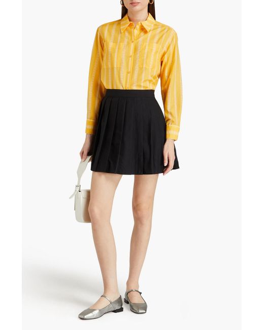Claudie Pierlot Yellow Printed Cotton And Silk-blend Voile Shirt