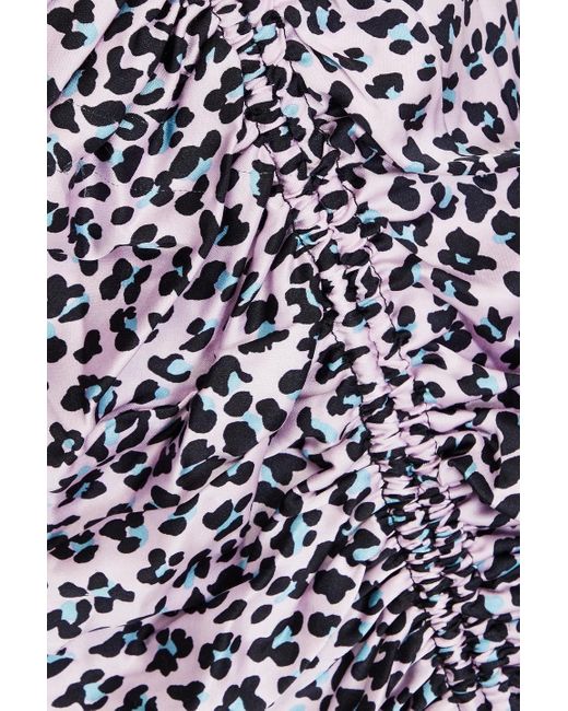 Maje Pink Wrap-effect Leopard-print Satin Mini Dress