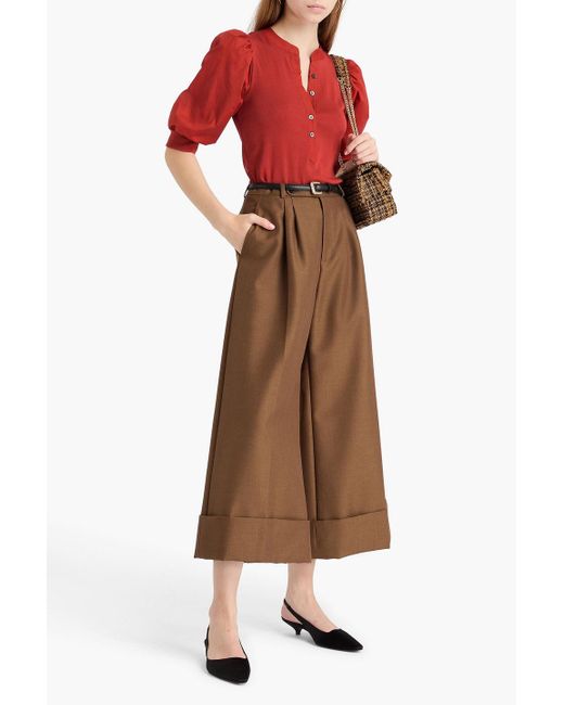 Veronica Beard Red Oberteil "coralee" aus geripptem stretch-pima-baumwoll-jersey mit popeline-einsätzen