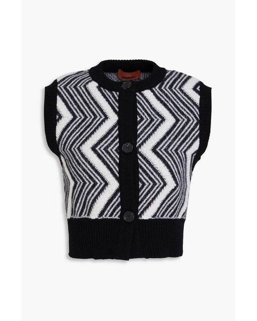 Missoni Black Cropped Jacquard-Knit Wool Vest