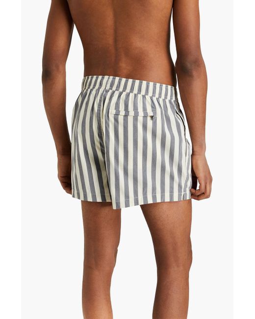 Onia White Charles Short-length Striped Swim Shorts for men