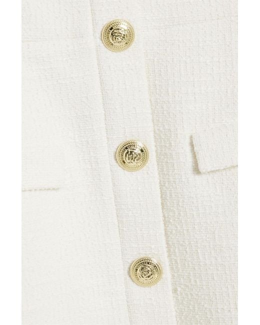 Rebecca Vallance White Sigourney Button-embellished Tweed Mini Dress