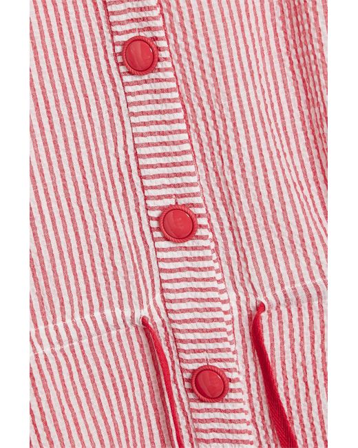 Saloni Pink Billie minikleid aus seersucker aus einer baumwollmischung mit rüschen und streifen