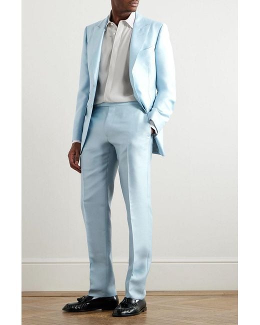 Tom Ford Blue Wool, Mohair And Silk-Blend Blazer for men