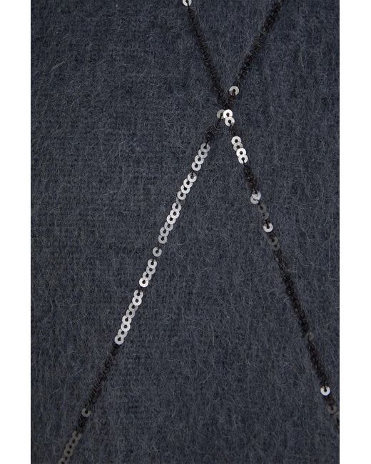 Brunello Cucinelli Blue Sequin-Embellished Knitted Sweater