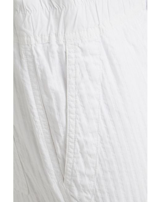 James Perse White Cropped Ribbed Cotton And Lyocell-blend Tapered Pants