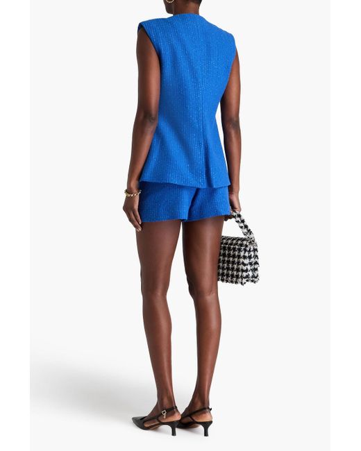 Veronica Beard Blue Tamara Cotton-Blend Tweed Vest