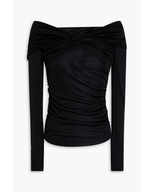 Isabel Marant Black Jiler Off-the-shoulder Twisted Satin-jersey Top