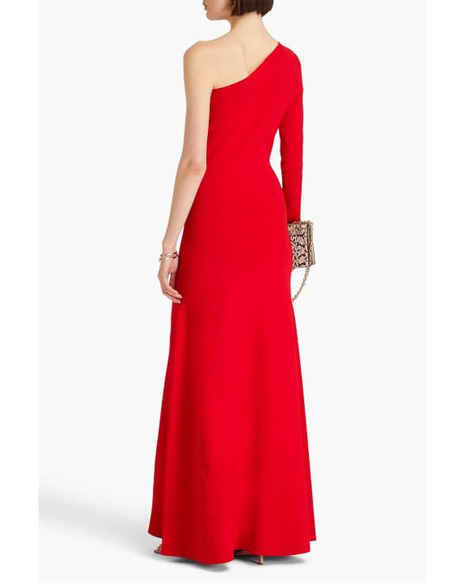 Victoria Beckham Red One-shoulder Stretch-knit Maxi Dress