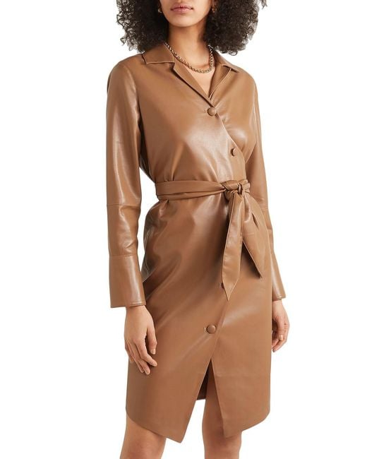 Nanushka Brown Ailsa Wrap Dress