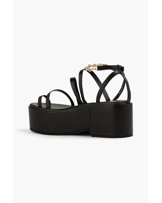 Maje Black Leather Platform Sandals