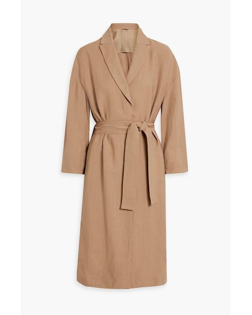 Brunello Cucinelli Natural Bead-embellished Twill Trench Coat