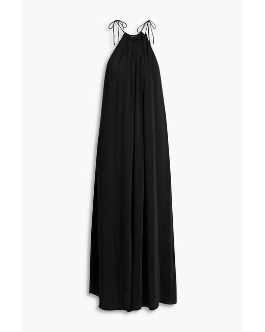 Rag & Bone Black Bailey Gathered Voile Midi Dress