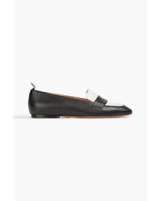Thom Browne Black Two-tone Pebbled-leather Loafers