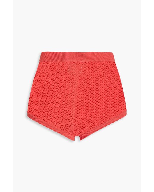Antik Batik Red shaggy Pointelle-knit Shorts