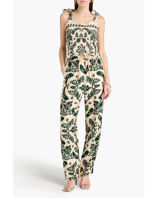 Sandro Green Cropped Printed Jersey Top