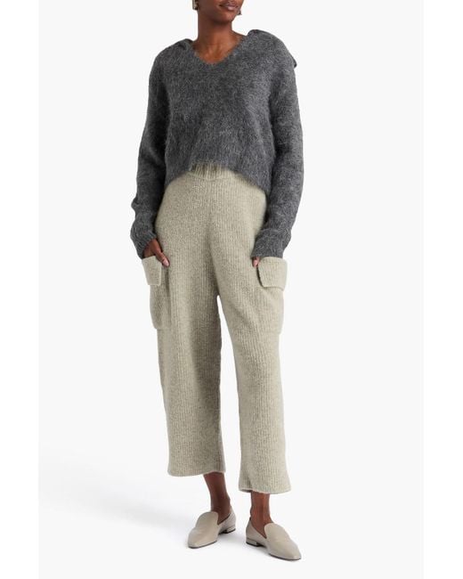 Lauren Manoogian Natural Ribbed Alpaca And Wool-Blend Tapered Pants
