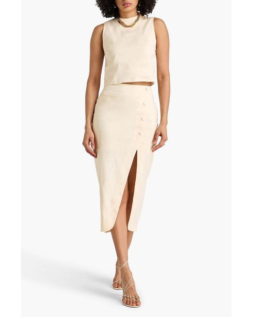 Sandro Natural Linen-Blend Midi Skirt
